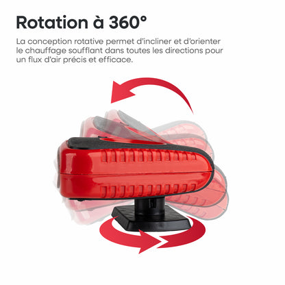 CHAUFFAGE DEGIVRANT/ VENTILATEUR AVEC POIGNEE ET LUMIERE 12V AMIO