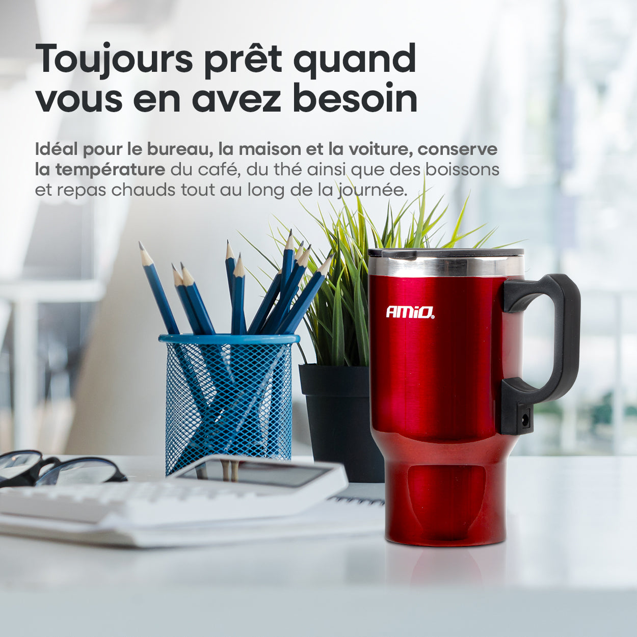 MUG BOUILLOIRE 12V 450ML AVEC POIGNEE AMIO