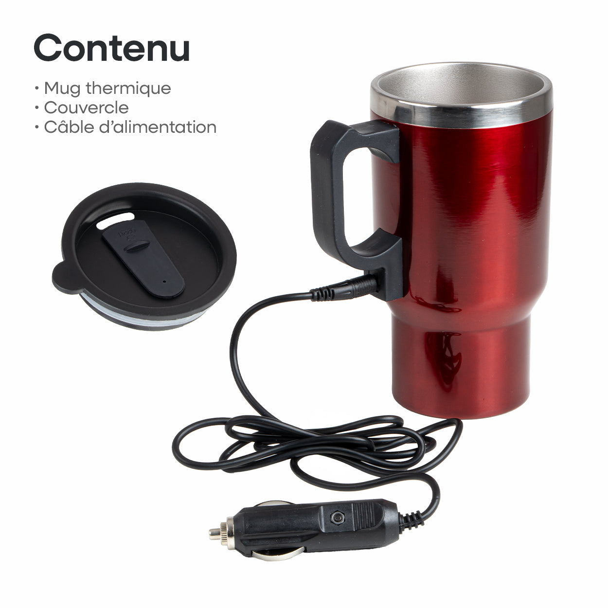 MUG BOUILLOIRE 12V 450ML AVEC POIGNEE AMIO