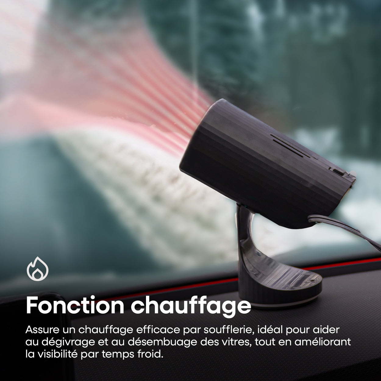 CHAUFFAGE, DEGIVRANT 12V 150W AMOVIBLE SUR PIED OU FIXE DANS PORTE-GOBELET AMIO