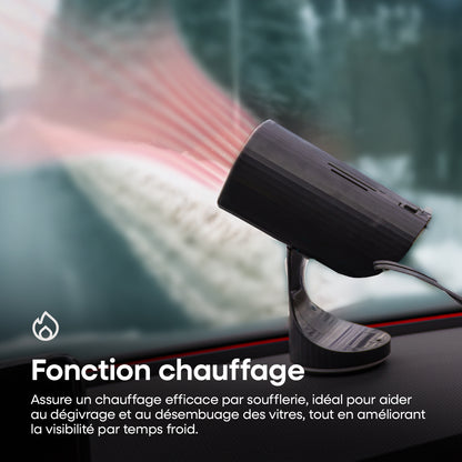 CHAUFFAGE, DEGIVRANT 12V 150W AMOVIBLE SUR PIED OU FIXE DANS PORTE-GOBELET AMIO