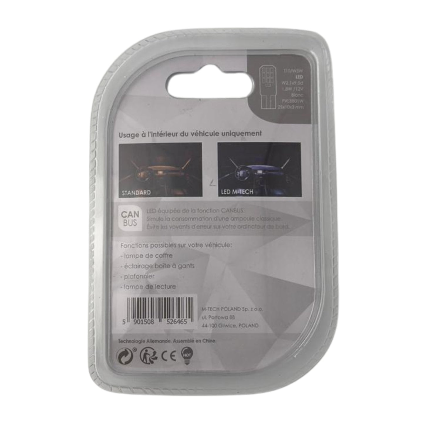 AMPOULES LED X 2 CANBUS - W5W/ T10 1,8W 6000K