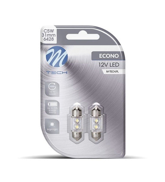 AMPOULES LED X2 NAVETTE C5W 31MM BLANC 12V 0,25W MTECH