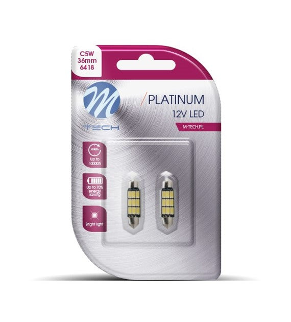 AMPOULES LED X 2 - NAVETTE C5W 36MM 9XSMD5630 BLANC (L815W PLATINUM)