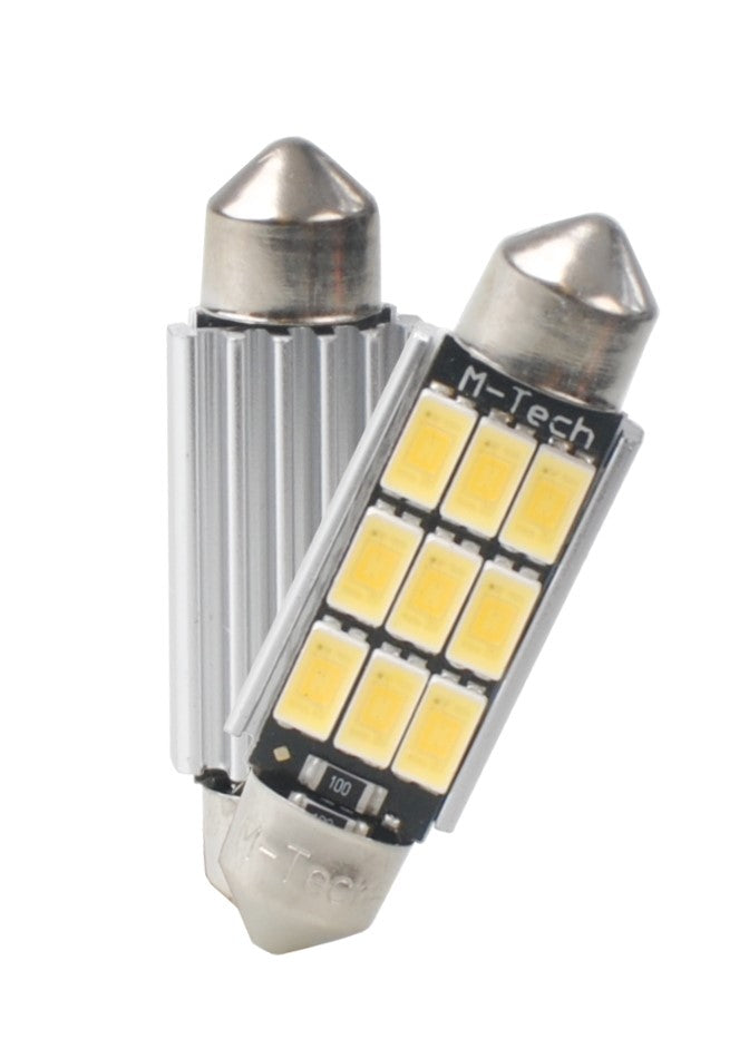 AMPOULES LED X 2 - NAVETTE C5W 41MM 9XSMD5630 BLANC (L816W PLATINUM)