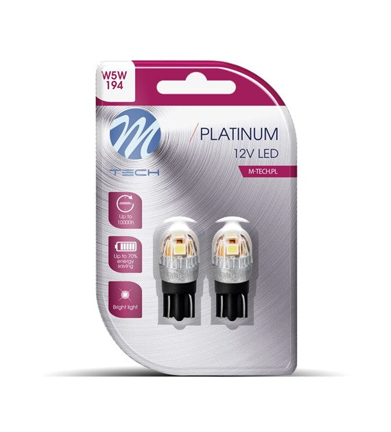 AMPOULES LED X 2 - T10 W5W, 12-24V 5X2835SMD 1W, BLANC (LB835W-02B PLATINUM)