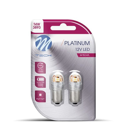 AMPOULES LED X 2 - BA9S T4W, 12-24V 5X2835SMD 1W, BLANC (LB837W-02B PLATINUM)