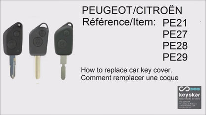 COQUE CLE ADAPTABLE POUR PSA 2 BOUTONS LAME EN CROIX KEYSKAR