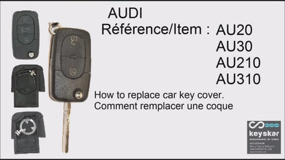 COQUE CLE ADAPTABLE POUR AUDI 2 BOUTONS LAME FRAISEE KEYSKAR