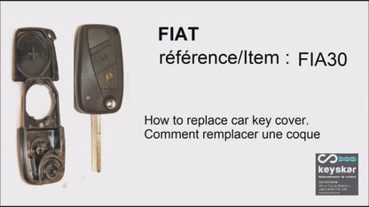 COQUE CLE ADAPTABLE POUR FIAT 3 BOUTONS LAME FRAISEE PILE DANS COQUE KEYSKAR