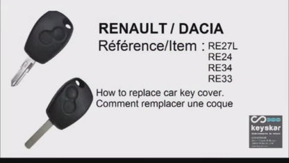 COQUE CLE ADAPTABLE POUR RENAULT 3 BOUTONS LAME FRAISEE KEYSKAR
