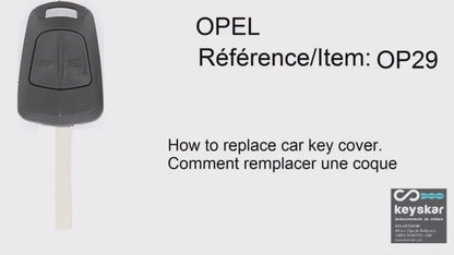 COQUE CLE ADAPTABLE POUR OPEL 2 BOUTONS LAME FRAISEE KEYSKAR