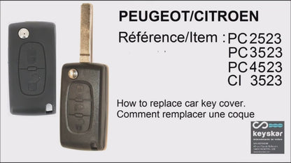 COQUE CLE ADAPTABLE POUR PEUGEOT CE0523 3 BOUTONS KEYSKAR