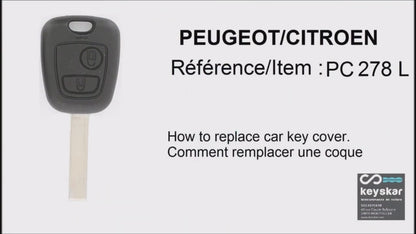 COQUE CLE ADAPTABLE POUR PEUGEOT 2 BOUTONS LAME FRAISEE KEYSKAR