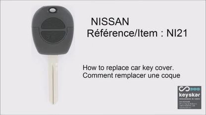 COQUE CLE ADAPTABLE POUR NISSAN 2 BOUTONS LAME CRANTEE KEYSKAR