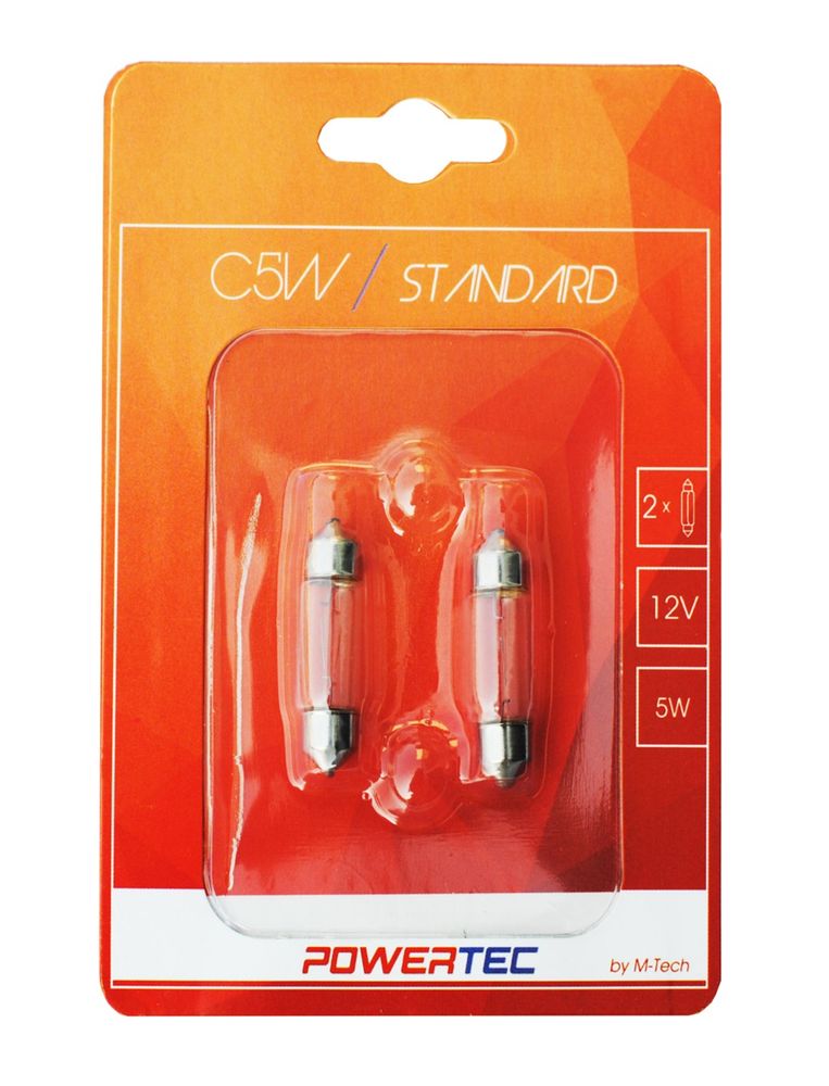 AMPOULES HALOGENES C5W SV8.5 (36MM) 12V 5W (BLISTER) X 2 MTECH