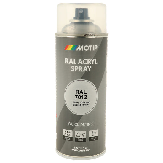 PEINTURE SECHAGE RAPIDE RAL ACRYL RAL7012 BRILLANT AEROSOL 400ML MOTIP