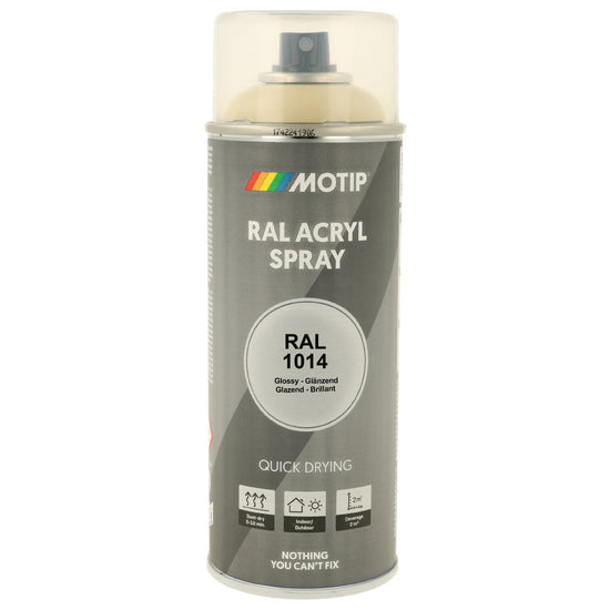 PEINTURE SECHAGE RAPIDE RAL ACRYL RAL1014 BRILLANT AEROSOL 400ML MOTIP