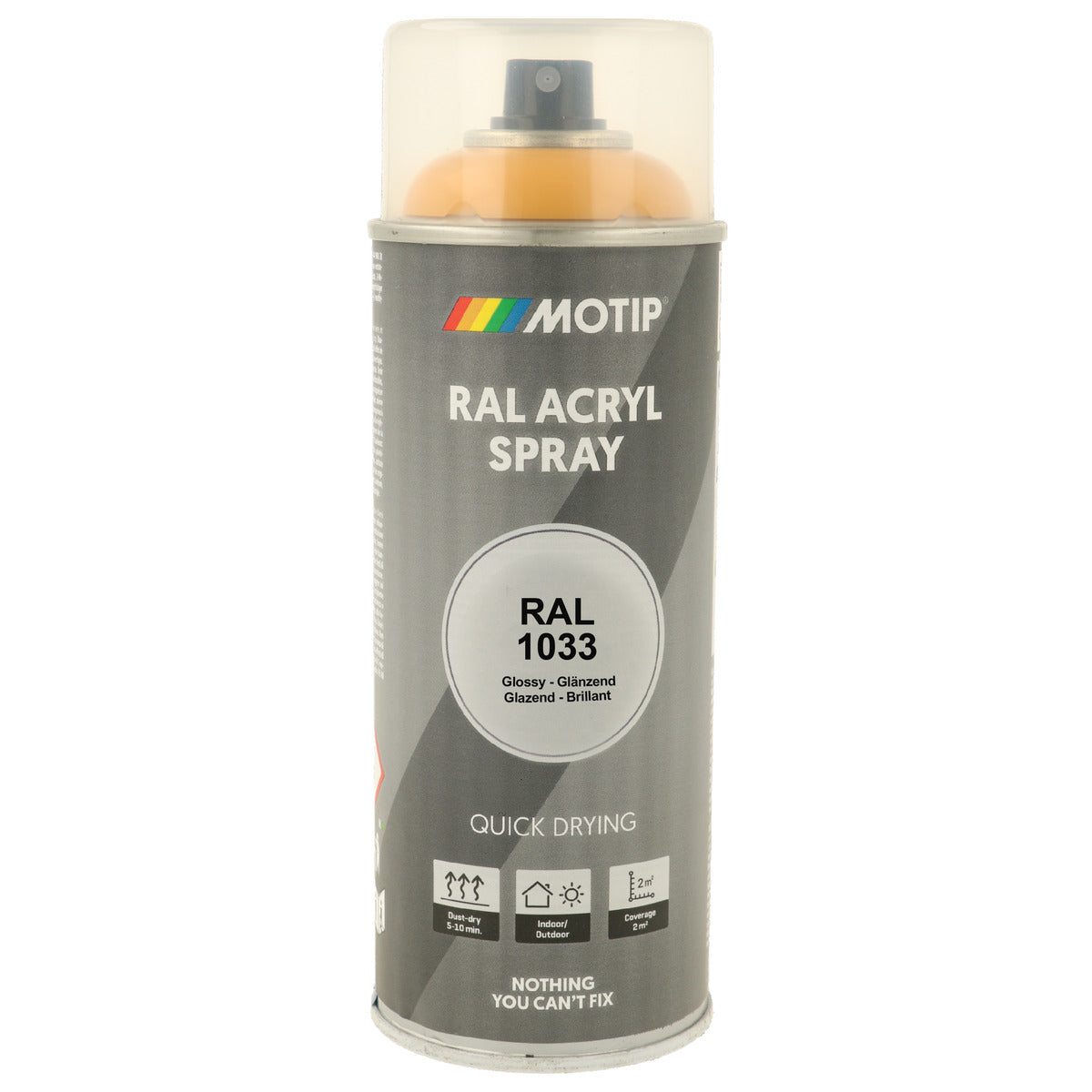 PEINTURE SECHAGE RAPIDE RAL ACRYL RAL1033 BRILLANT AEROSOL 400ML MOTIP