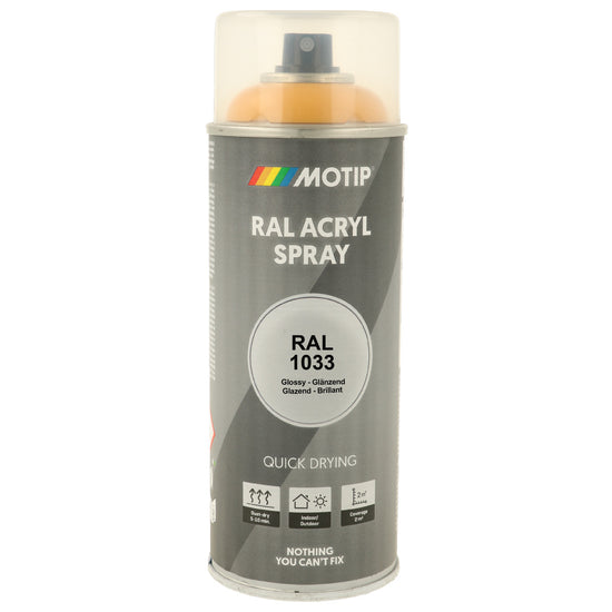 PEINTURE SECHAGE RAPIDE RAL ACRYL RAL1033 BRILLANT AEROSOL 400ML MOTIP