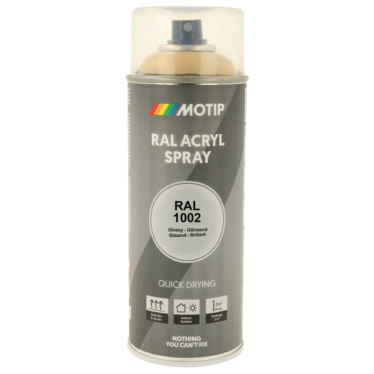 PEINTURE SECHAGE RAPIDE RAL ACRYL RAL1002 BRILLANT AEROSOL 400ML MOTIP