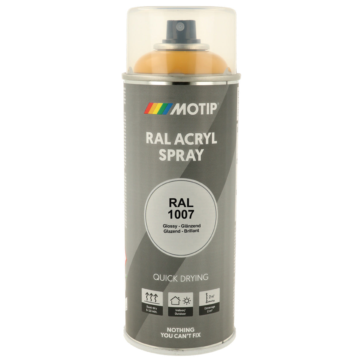 PEINTURE SECHAGE RAPIDE RAL ACRYL RAL1007 BRILLANT AEROSOL 400ML MOTIP