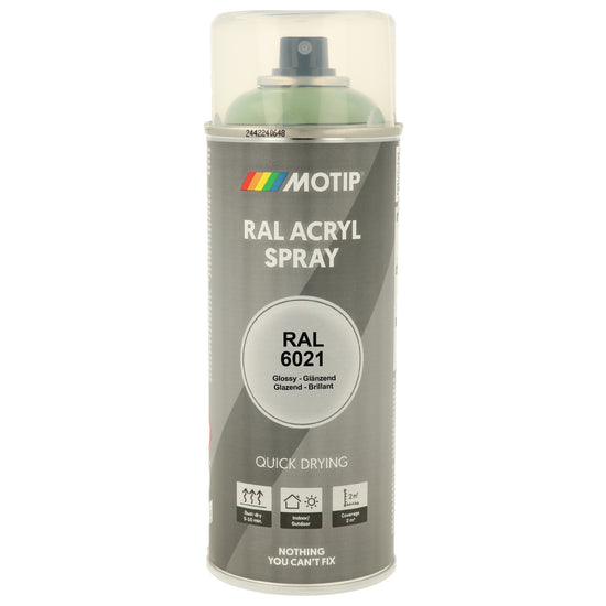 PEINTURE SECHAGE RAPIDE RAL ACRYL RAL6021 BRILLANT AEROSOL 400ML MOTIP