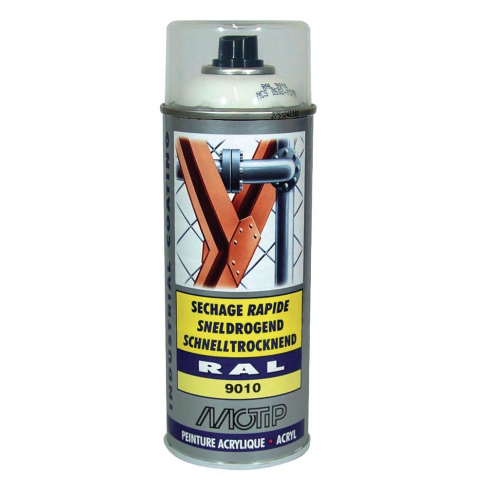 PEINTURE INDUSTRIELLE RAL9010 BLANC PUR MAT AEROSOL 400ML MOTIP