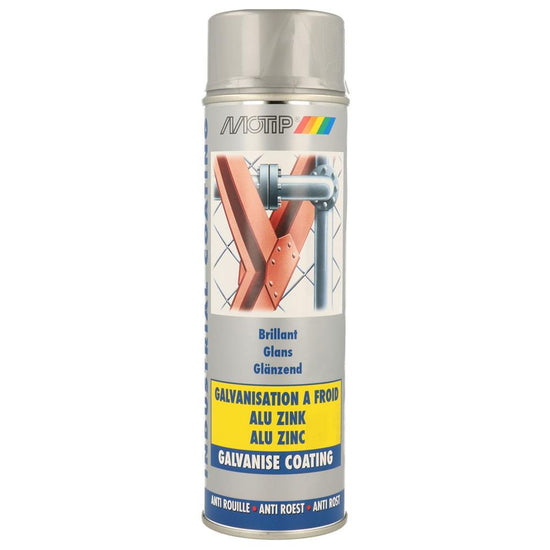 PEINTURE DE GALVANISATION A FROID ALU ZINC BRILLANT AEROSOL 500ML MOTIP