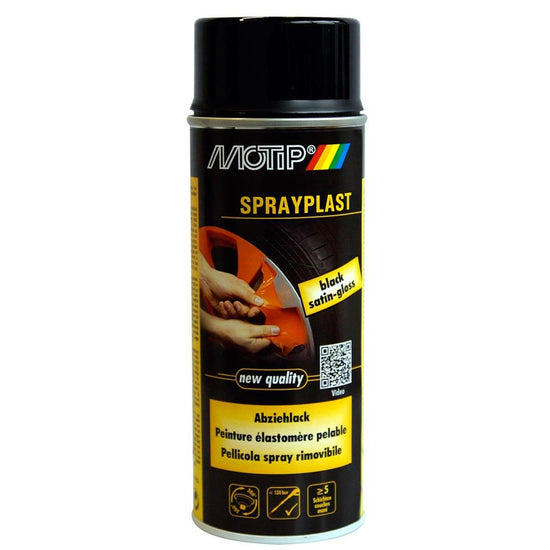 PEINTURE PELABLE ESLASTOMERE SPRAYPLAST NOIR BRILLANT AEROSOL 400ML MOTIP