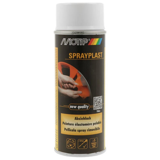 PEINTURE PELABLE ESLASTOMERE SPRAYPLAST BLANC BRILLANT AEROSOL 400ML MOTIP