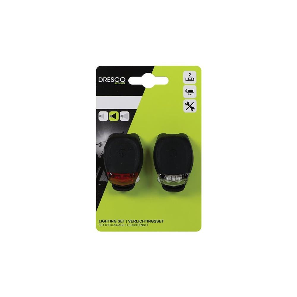 JEU DE FEUX 2 LEDS AV BLANC AR ROUGE FIXATION SILICONE NOIR DRESCO