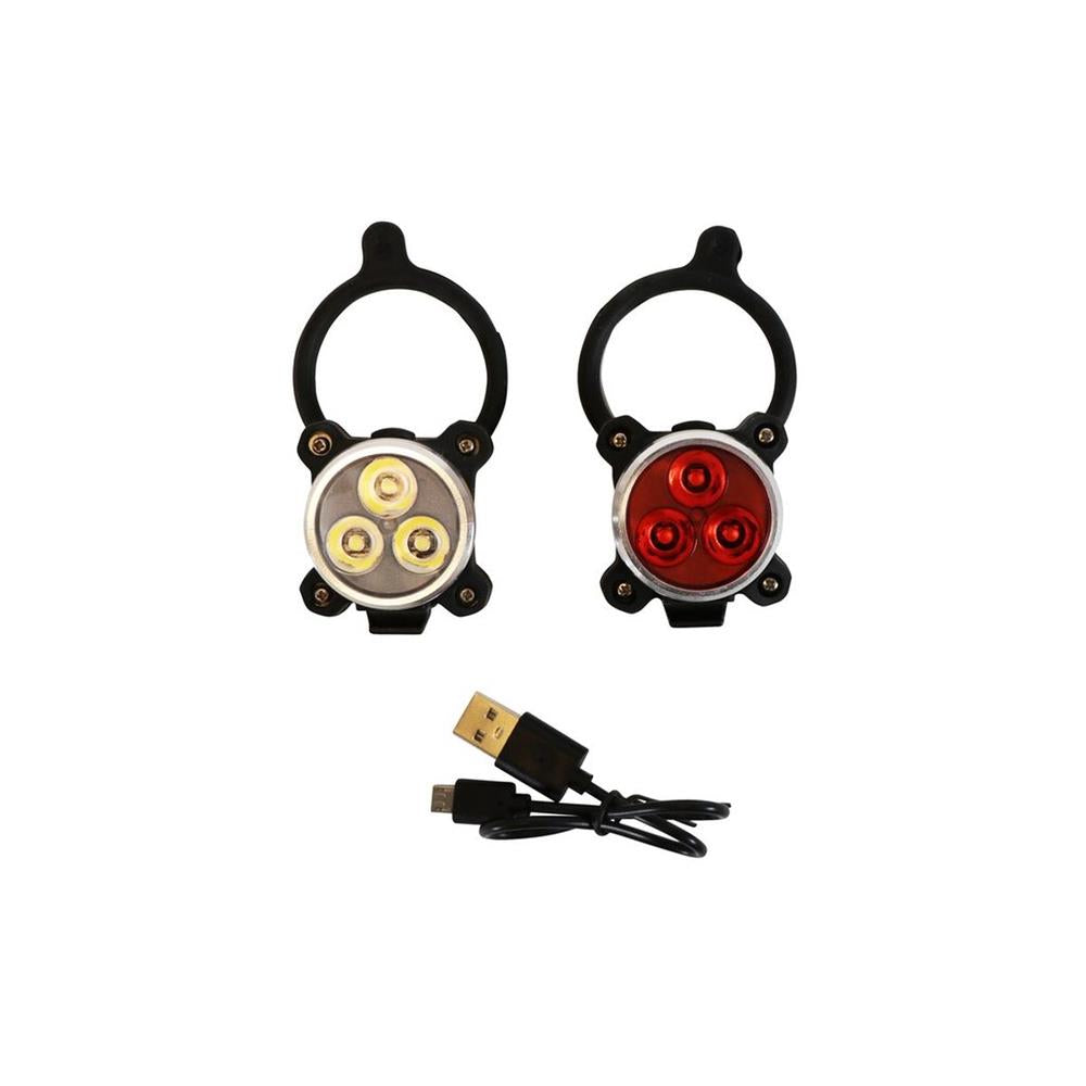 JEU DE FEUX 3 LEDS RECHARGEABLES (SORTIE USB) AV BLC ET AR RGE DRESCO