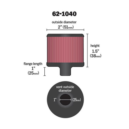 FILTRE RENIFLARD K&N 62-1040