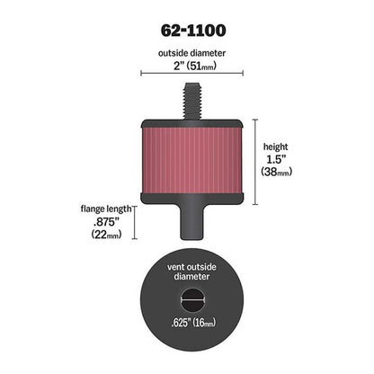 FILTRE RENIFLARD K&N 62-1100