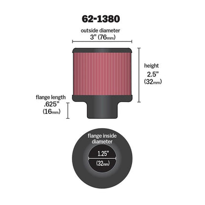 FILTRE RENIFLARD K&N 62-1380