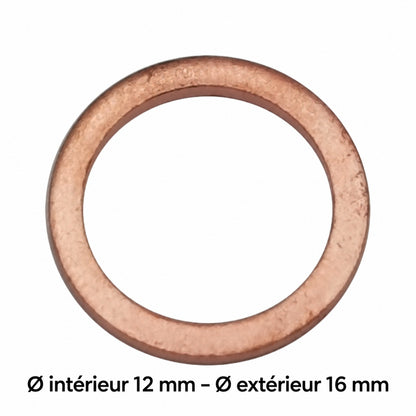 JOINT DE VIDANGE X 2 CUIVRE PLAT 12X16