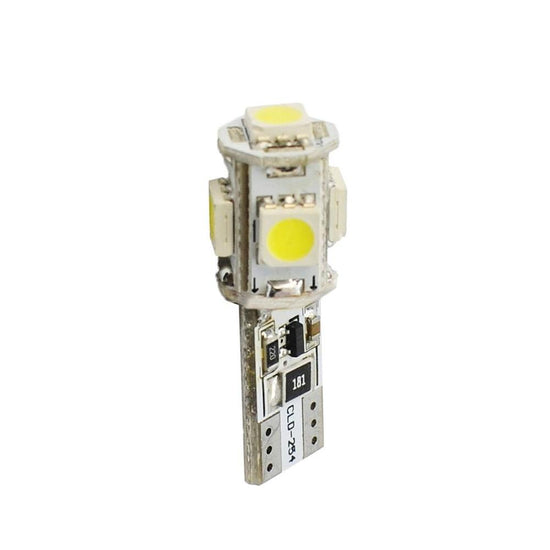 AMPOULES LED X 2   T10 W5W 5LED SMD3528 CANBUS BLANC 12V   2,20W