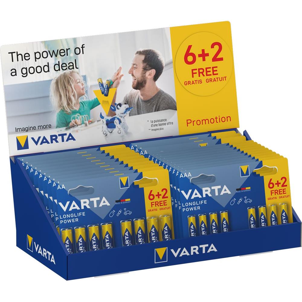 PRESENTOIR VARTA PILE LONGLIFE 6+2 (BLIST 10 x AAA LR03+13 x AA LR06)