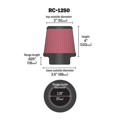 FILTRE A AIR UNIVERSEL K&N RC-1250