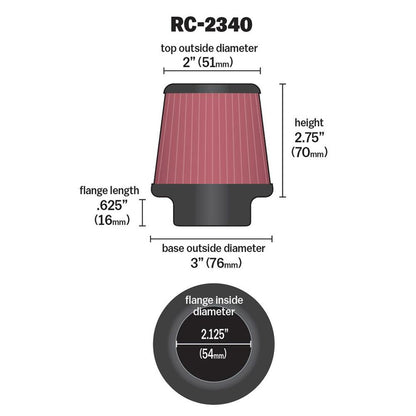 FILTRE A AIR UNIVERSEL K&N RC-2340