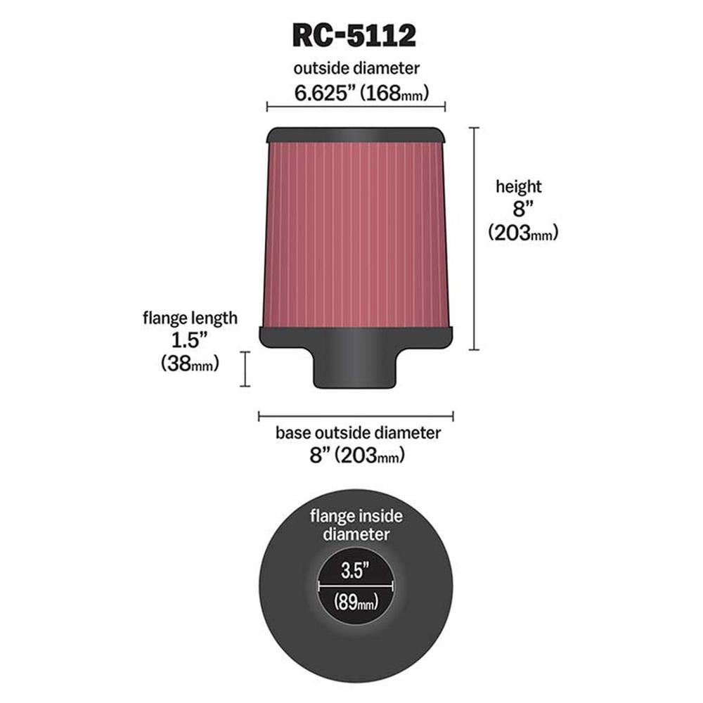 FILTRE A AIR UNIVERSEL K&N RC-5112