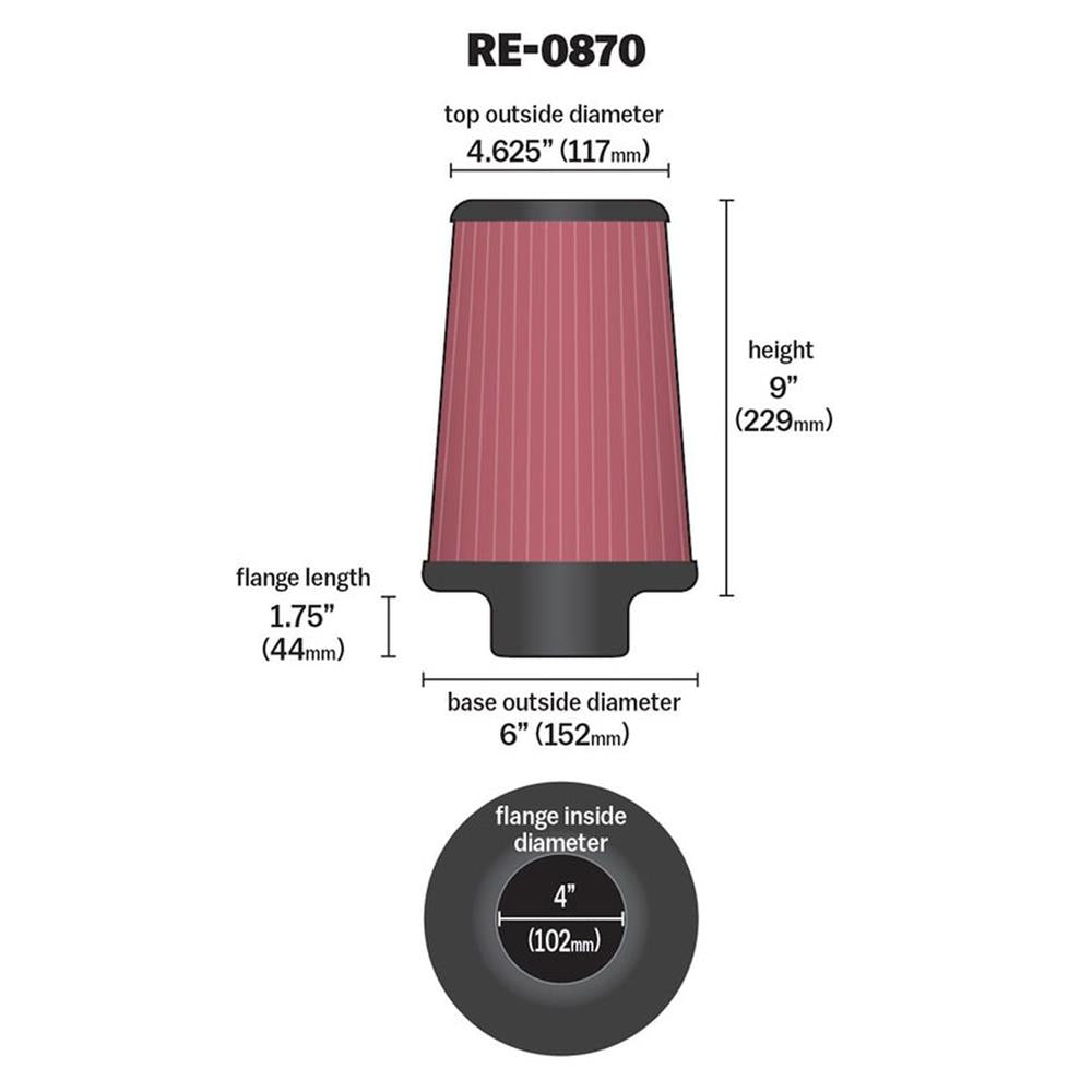 FILTRE A AIR UNIVERSEL K&N RE-0870