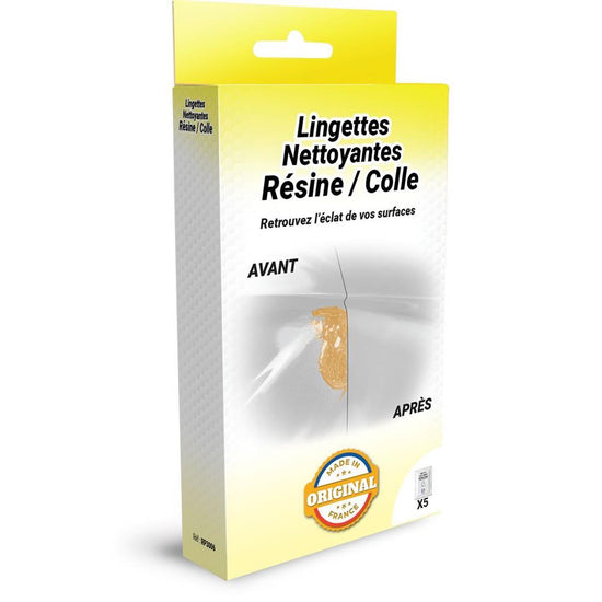 LINGETTES NETTOYANTES RESINE/COLLE (5 LINGETTES INDIVIDUELLES)