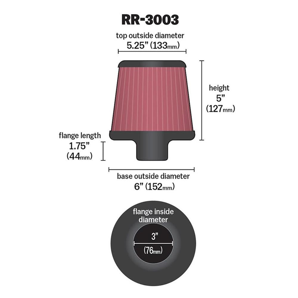 FILTRE A AIR UNIVERSEL K&N RR-3003