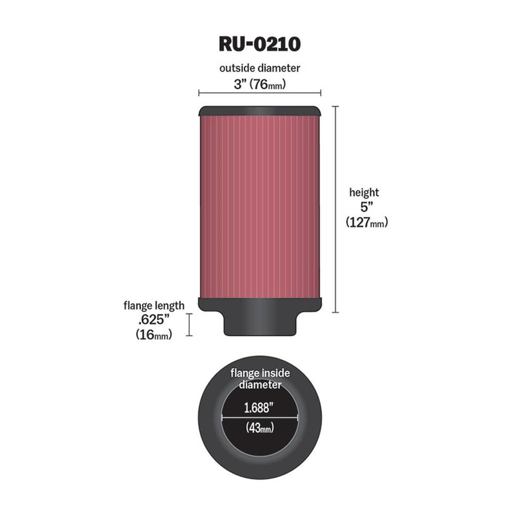 FILTRE A AIR UNIVERSEL K&N RU-0210