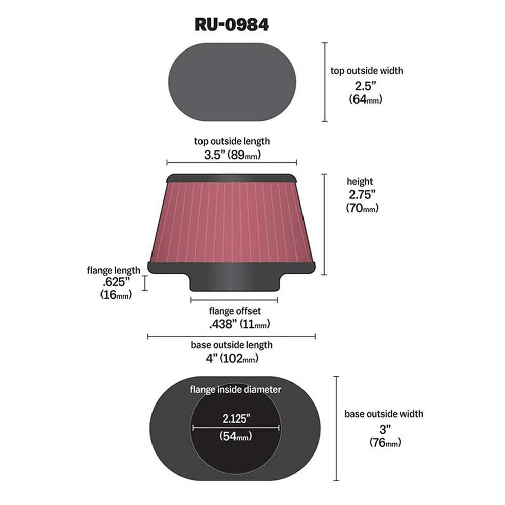 FILTRE A AIR UNIVERSEL K&N RU-0984