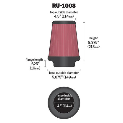 FILTRE A AIR UNIVERSEL K&N RU-1008