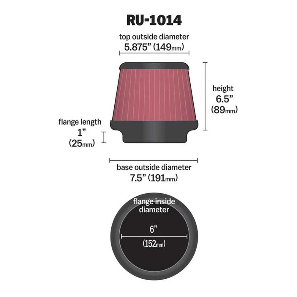 FILTRE A AIR UNIVERSEL K&N RU-1014