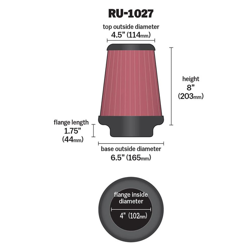 FILTRE A AIR UNIVERSEL K&N RU-1027